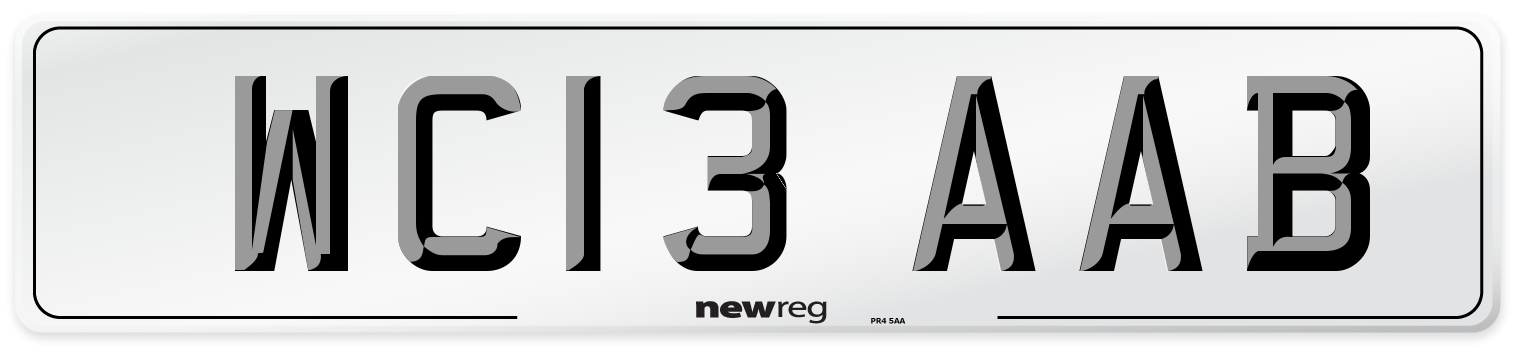 WC13 AAB Number Plate from New Reg